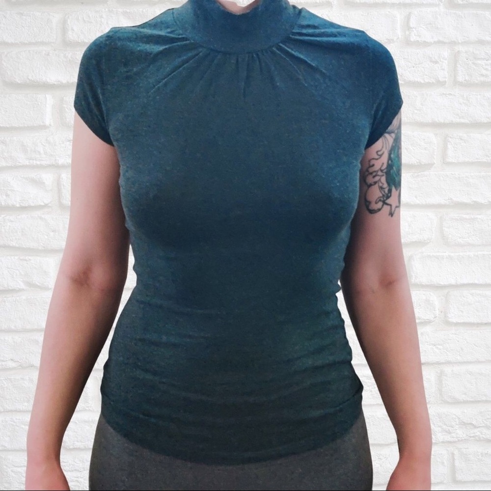 Grey Short Sleeve Turtleneck Shirt